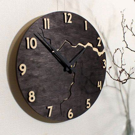 Modern Home Creative Crack Simple Wooden Wall Clock